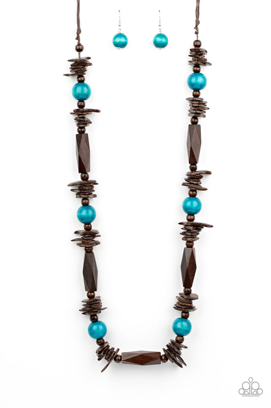 Cozumel Coast - Blue Wood Necklace Paparazzi Accessories