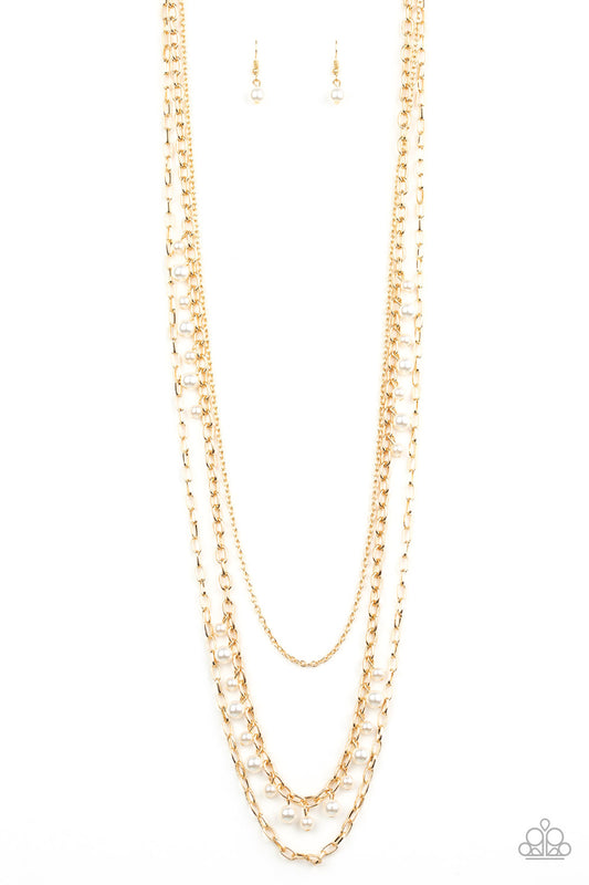 Pearl Pageant - Gold Necklace Paparazzi Accessories