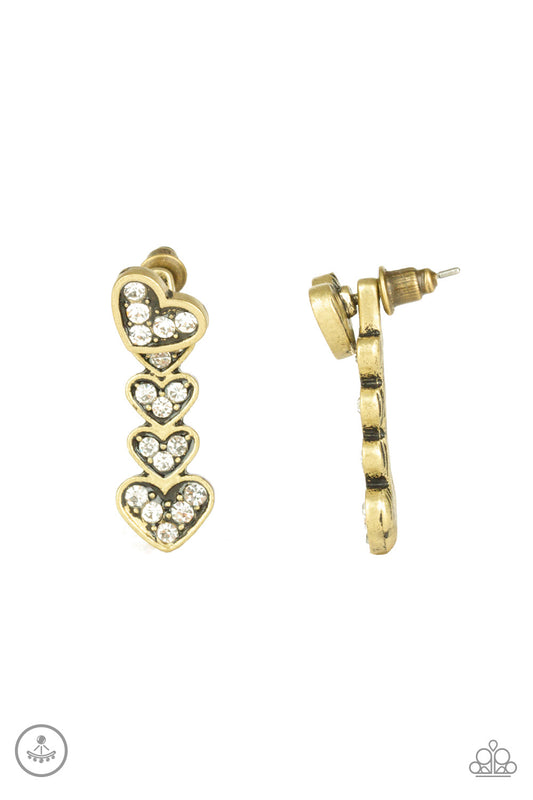 Heartthrob Twinkle - Brass Earrings Paparazzi Accessories