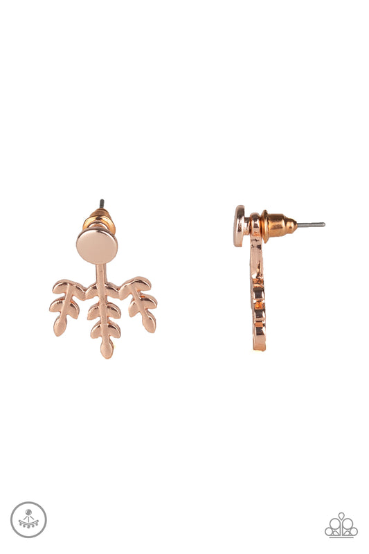 Autumn Shimmer - Rose Gold Post Ear Jacket Earrings Paparazzi Accessories