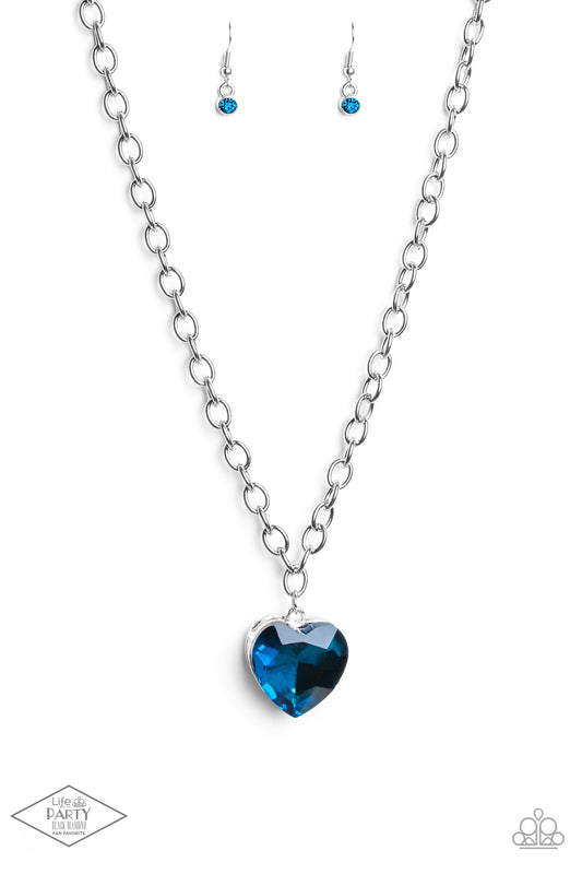 Flirtatiously Flashy - Blue Heart Necklace Paparazzi Accessories
