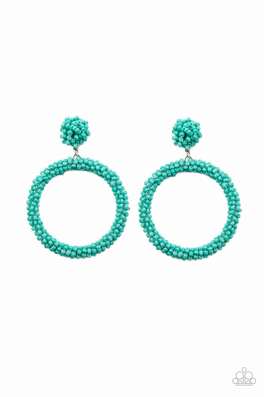 Be All You Can BEAD - Blue Beaded Post Earrings Paparazzi Accessories