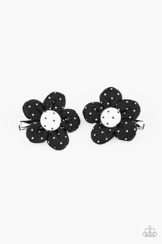Polka Dotted Delight - Black Flower Hair Clip Paparazzi Accessories