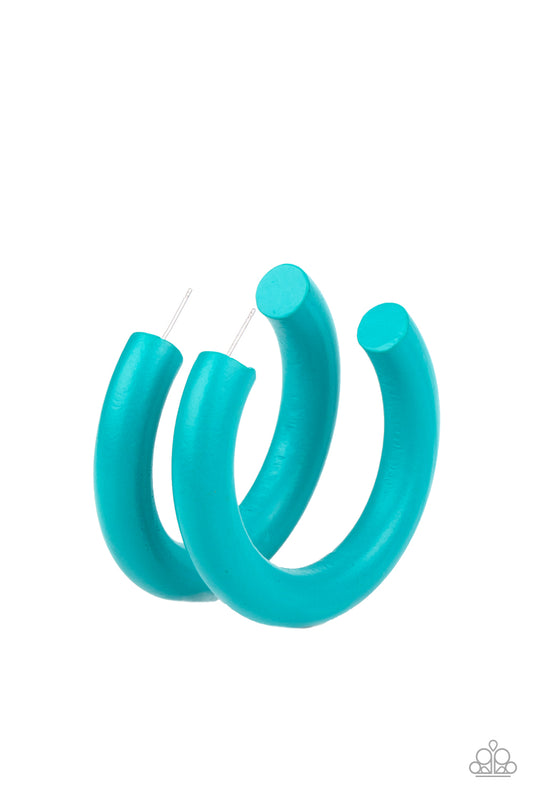 I WOOD Walk 500 Miles - Blue Hoops Earrings Paparazzi Accessories