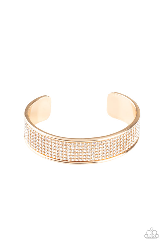 Cant Believe Your ICE - Gold Cuff Bracelet Paparazzi Accessories