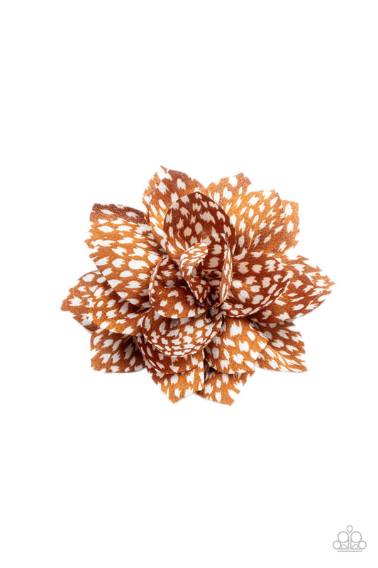 Deep In The Jungle - Brown Flower Hair Clip Paparazzi Accessories