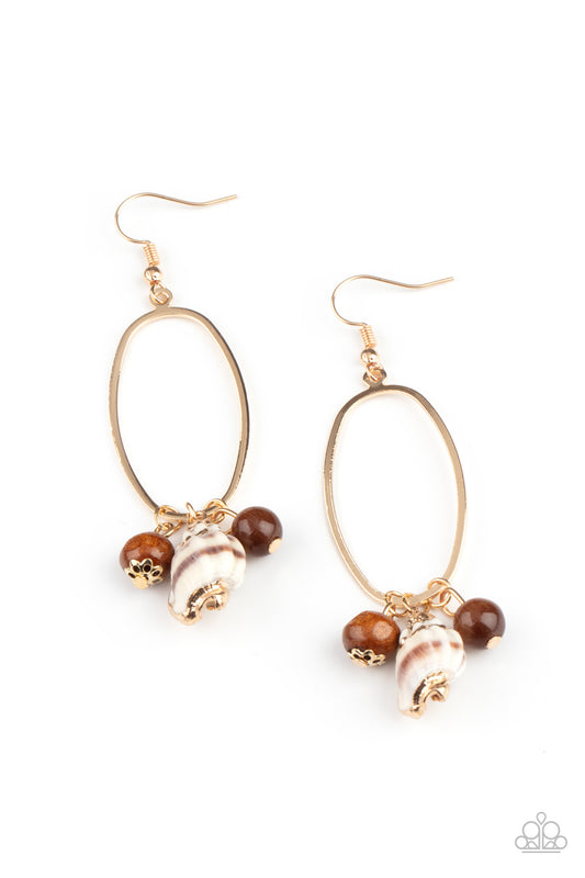 Golden Grotto - Brown Earrings Paparazzi Accessories