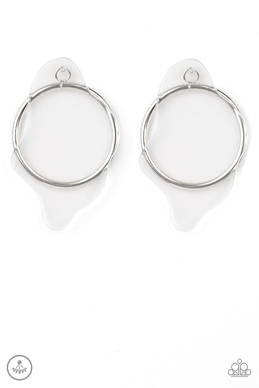 Paparazzi Clear The Way! - White Earrings Studs Post Ear Jackets