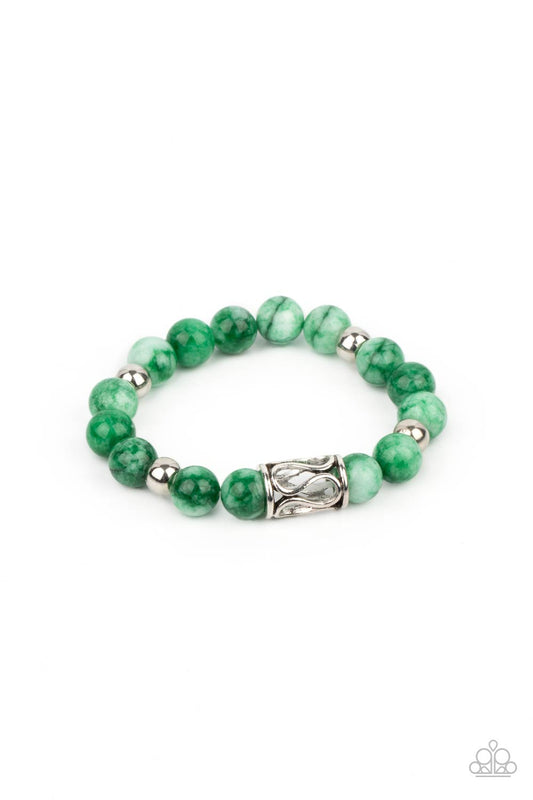 Soothes The Soul - Green Stretchy Stone Bracelet Paparazzi Accessories