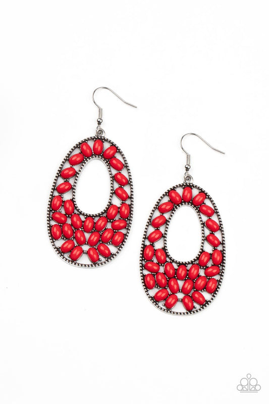 Beaded Shores - Red Earrings Paparazzi Accessories