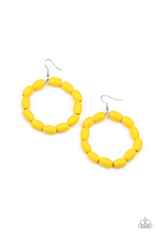 Living The WOOD Life - Yellow Earrings Paparazzi Accessories