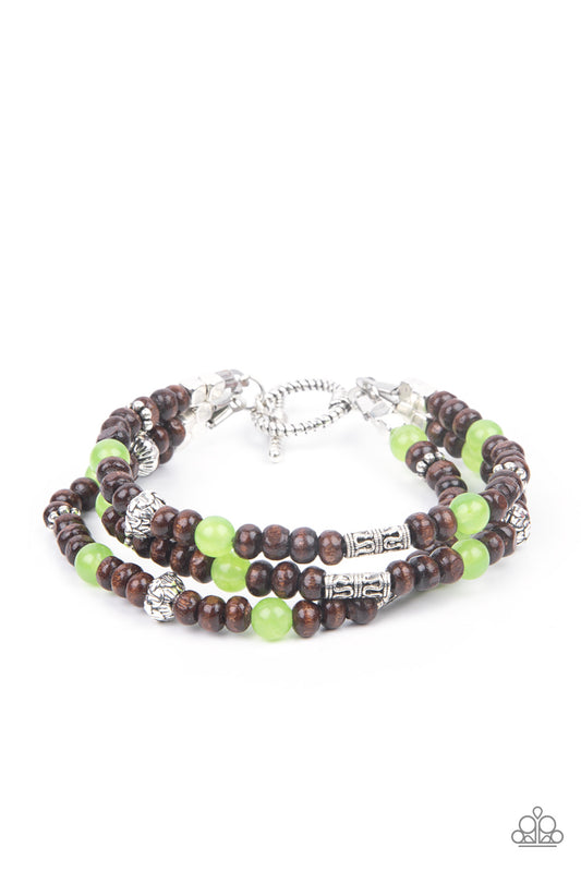 Woodsy Walkabout - Green Wood Toggle Bracelet Paparazzi Accessories