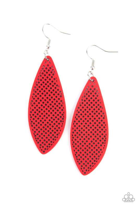Surf Scene - Red Wood Earrings Paparazzi Accessories