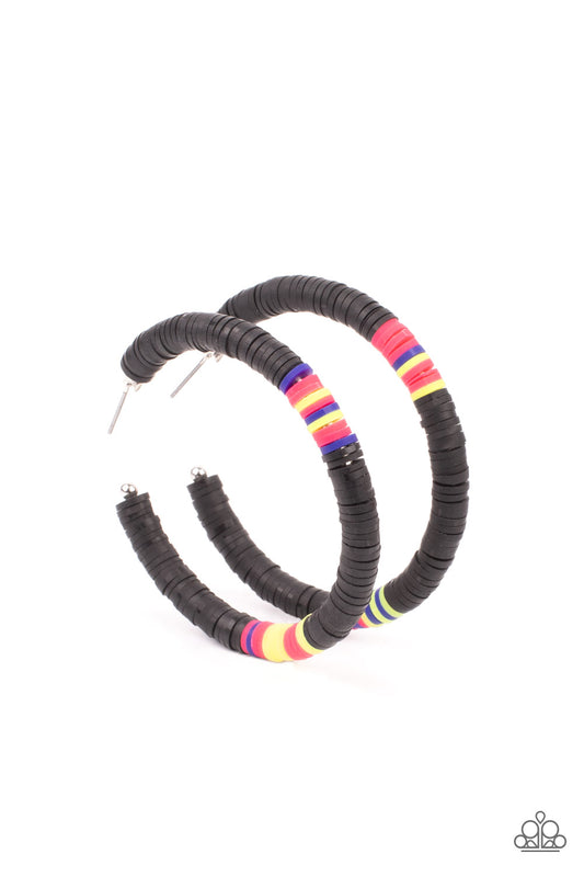 Colorfully Contagious - Black Hoops Earrings Paparazzi Accessories