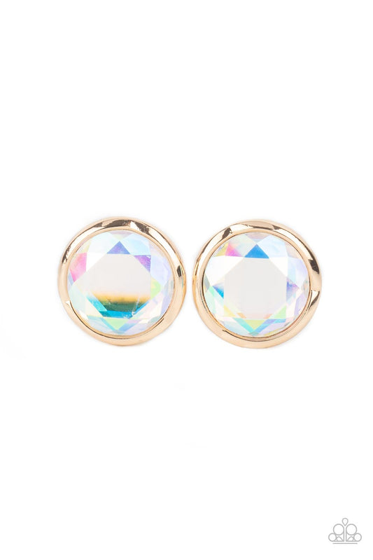 Double-Take Twinkle - Gold Iridescent Earrings Paparazzi Accessories