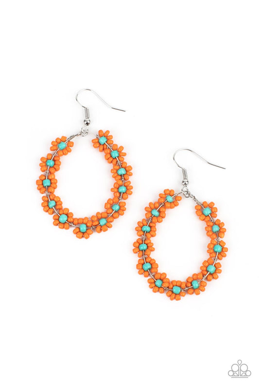 Festively Flower Child - Orange Earrings Paparazzi Accessories