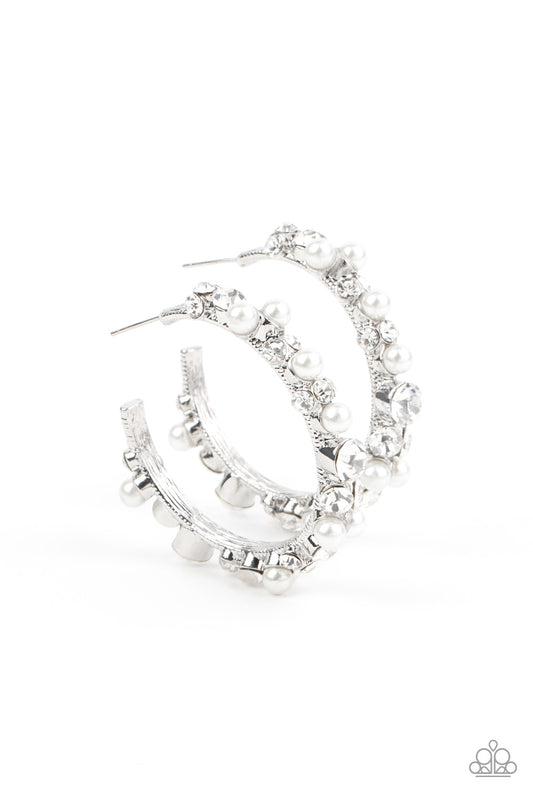 Let There Be SOCIALITE - White Hoops Earrings Paparazzi Accessories