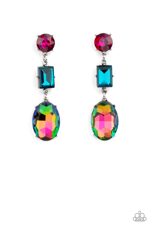 Extra Envious - Multi Oil Spill Earrings Paparazzi Accessories