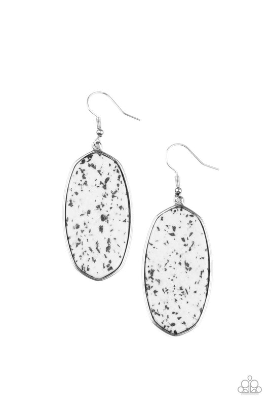 Stone Sculptures - White Earrings Paparazzi Accessories