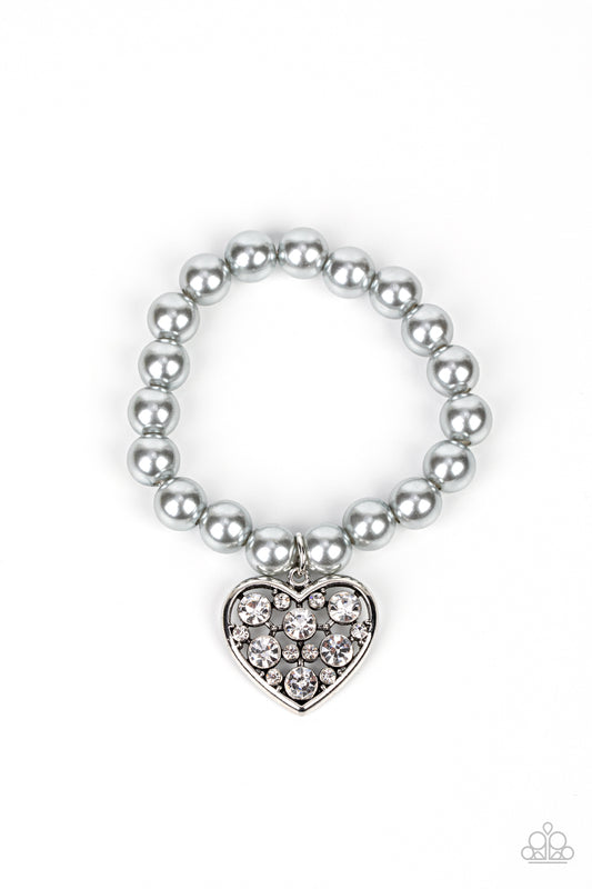 Cutely Crushing - Silver Stretchy Heart Bracelet Paparazzi Accessories