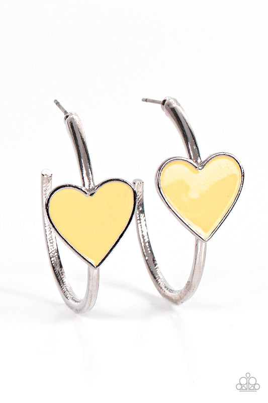 Kiss Up - Yellow Hoop Earrings Paparazzi Accessories