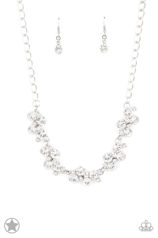 Hollywood Hills - White Silver Necklace Paparazzi Accessories Blockbuster