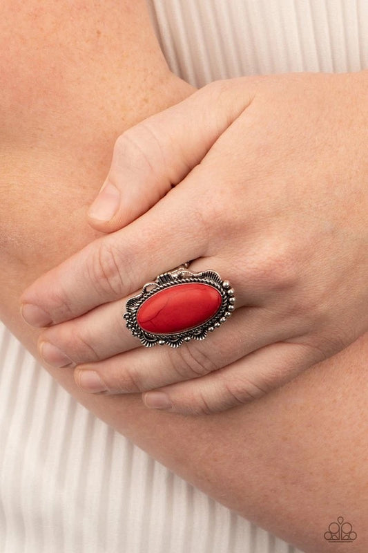 Open Range - Red Stone Ring Paparazzi Accessories