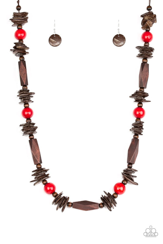 Cozumel Coast - Red Wood Necklace Paparazzi Accessories