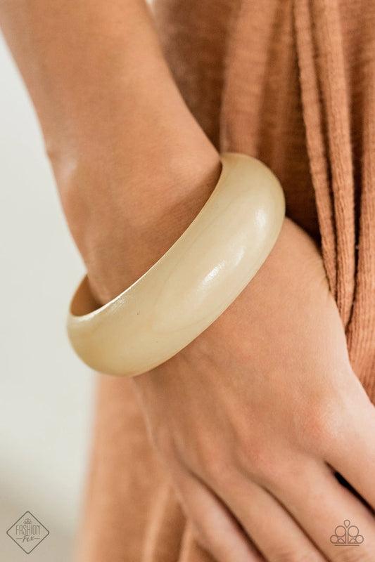 Whimsically Woodsy - White Wooden Bangle Paparazzi Accessories