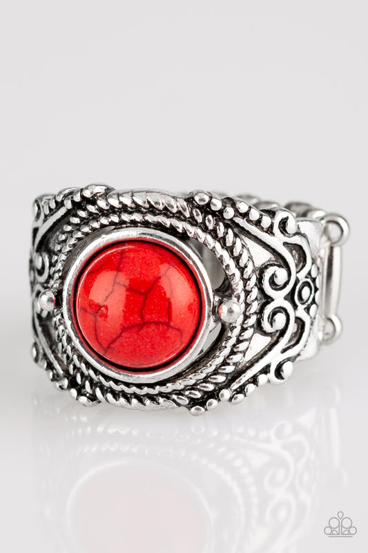 Stand Your Ground - Red Stone Ring Paparazzi Accessories