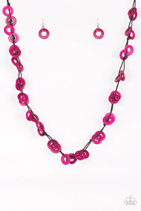 Waikiki Winds - Pink Wood Necklace Paparazzi Accessories