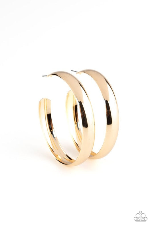 Kick’ Em To The Curve - Gold Hoop Earrings Paparazzi Accessories