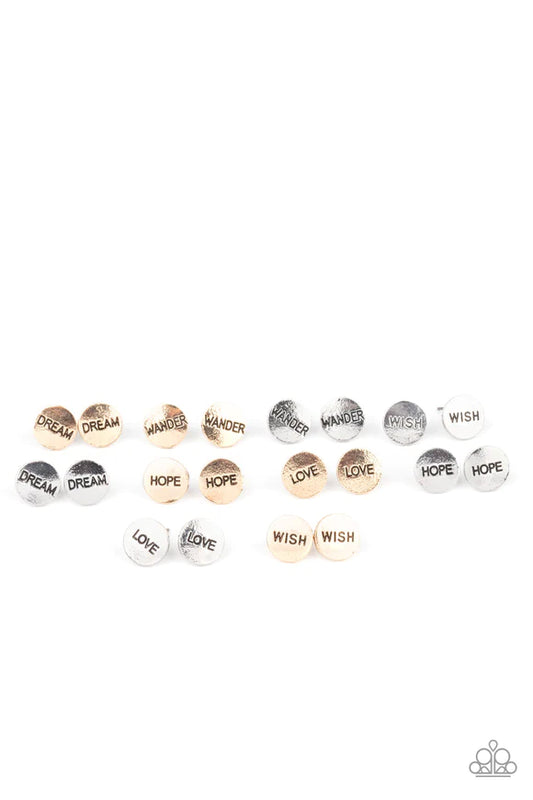 Starlet Shimmer Inspirational Stamped Studs Post Earrings