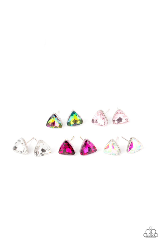 Starlet Shimmer Triangle Gem Studs Post Earrings
